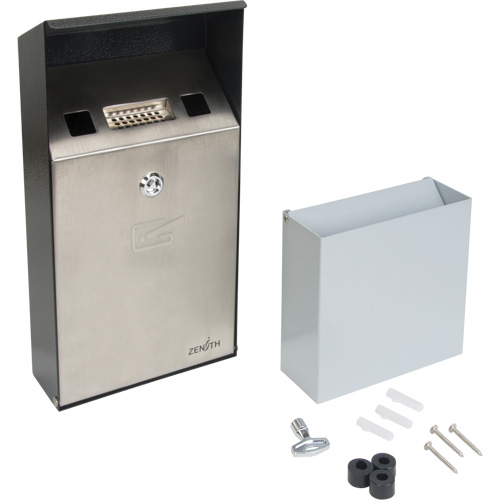 Cendrier, Montage mural, Acier inoxydable, Capacit&eacute; 1 Litre, Hauteur 11-4/5" Pronet Distribution