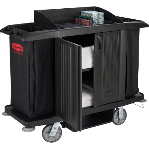 Chariot pleine grandeur pour l'entretien m&eacute;nager de bureau avec porte Pronet Distribution