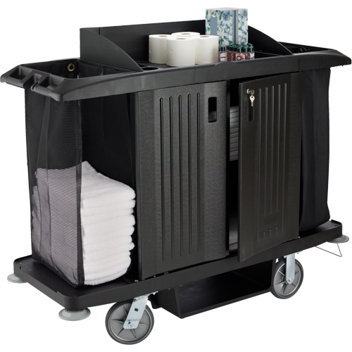Chariot pleine grandeur pour l'entretien m&eacute;nager de bureau avec porte Pronet Distribution