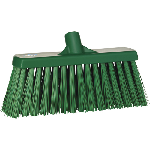 Heavy-Duty Push Broom, Stiff Bristles, 13", Polyester, Green Pronet Distribution