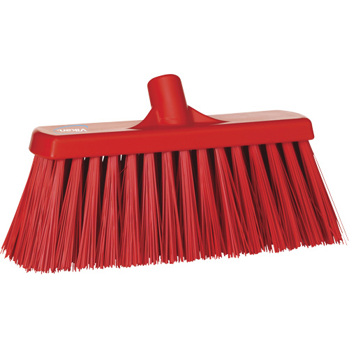 Heavy-Duty Push Broom, Stiff Bristles, 13", Polyester, Red Pronet Distribution