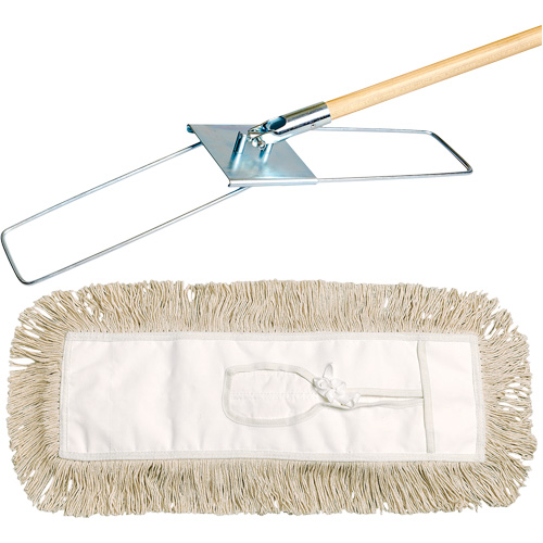 Break-Ezy Dust Mop System, Tie-On Style, Cotton, 48" L x 3-1/2" W Pronet Distribution
