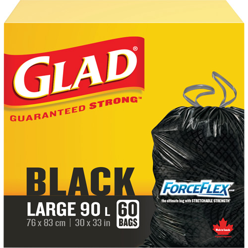 90L Garbage Bags, Regular, 30" W x 33" L, Black Pronet Distribution