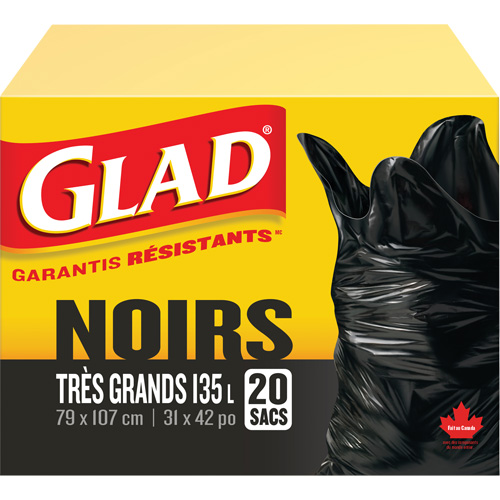 Sacs &agrave; ordures 135 L, R&eacute;gulier, 31" la x 42" lo, Noir Pronet Distribution