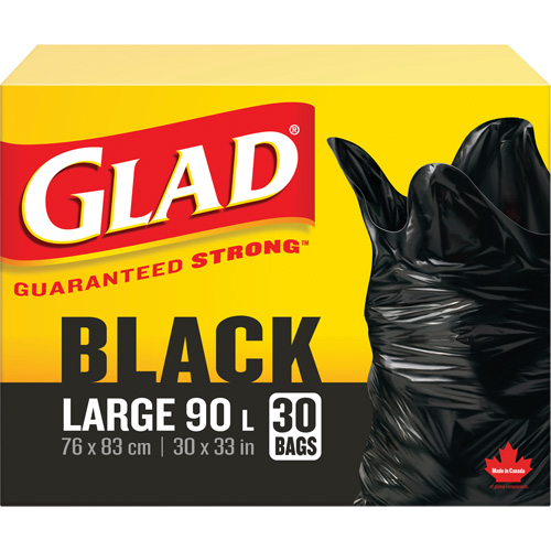 90L Garbage Bags, Regular, 30" W x 33" L, Black Pronet Distribution