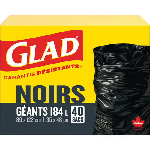 Sacs &agrave; ordures 184 L, R&eacute;gulier, 35" la x 48" lo, Noir Pronet Distribution