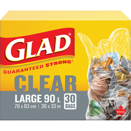 90L Garbage Bags, Regular, 30" W x 33" L, Clear Pronet Distribution