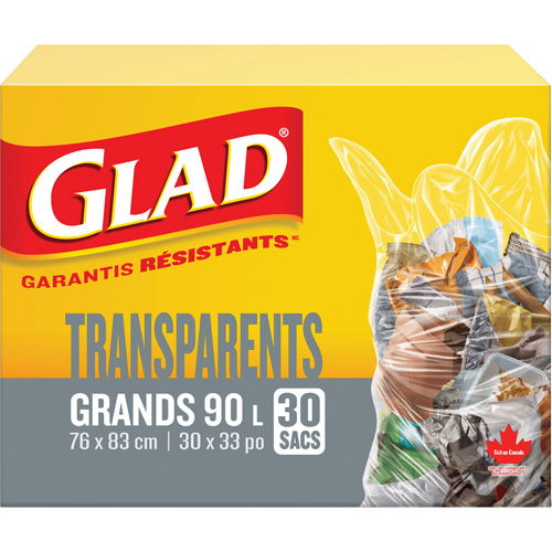90L Garbage Bags, Regular, 30" W x 33" L, Clear Pronet Distribution