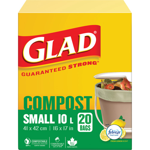 Petits sacs de compostage, R&eacute;gulier, 17" lo x 16" la, Brun, Capacit&eacute; de 10 L (3 gal.) Pronet Distribution