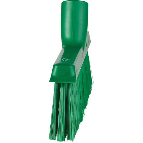 Dustpan Broom with Angled Thread, Medium Bristles, 10", Polyester, Green Pronet Distribution