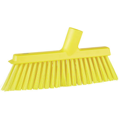 Dustpan Broom with Angled Thread, Medium Bristles, 10", Polyester, Yellow Pronet Distribution