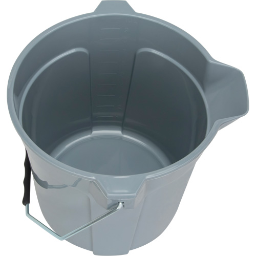 Round Bucket with Pouring Spout, 2.64 US Gal. (10.57 qt.) Capacity, Grey Pronet Distribution