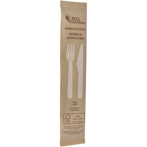Ensemble de coutellerie en bois fourchette & couteau Pronet Distribution