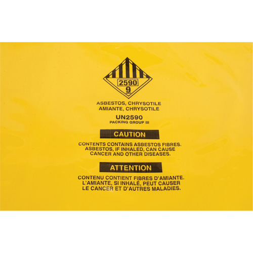 Doublures pour d&eacute;chets dangereux, Amiante, 40" lo x 35" la, 3 mils Pronet Distribution