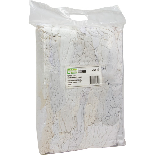 Recycled Material Wiping Rags, Cotton, White, 10 lbs. Pronet Distribution