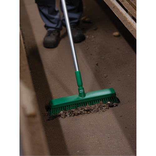 Push Broom Head, Fine/Stiff Bristles, 16-1/2", Polyester/Polypropylene, Green Pronet Distribution