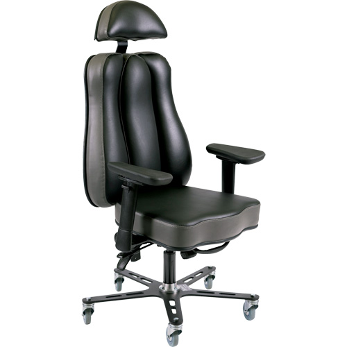 Chaise ergonomique 24 h Synergo II, Vinyle, Noir/gris, Capacit&eacute; 350 lb Pronet Distribution