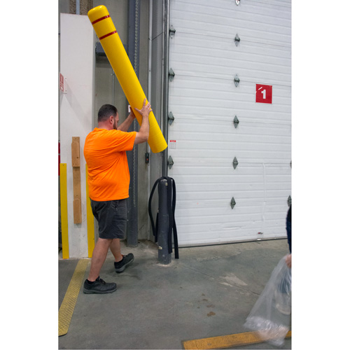 Polyethylene Bollard Cover, 4-1/2" Dia. x 64" L, Red/Yellow Pronet Distribution