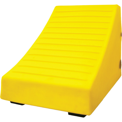 400 Ton Large Equipment Wheel Chock with Handle & Hole, Urethane, Yellow Pronet Distribution