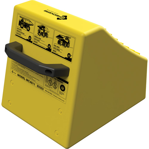 Cale de roue ultra-robuste pour l'exploitation mini&egrave;re Checkers Safety sans support, PEHD, Jaune, 14-1/2" la x 17-1/2" p x 16" h Pronet Distribution