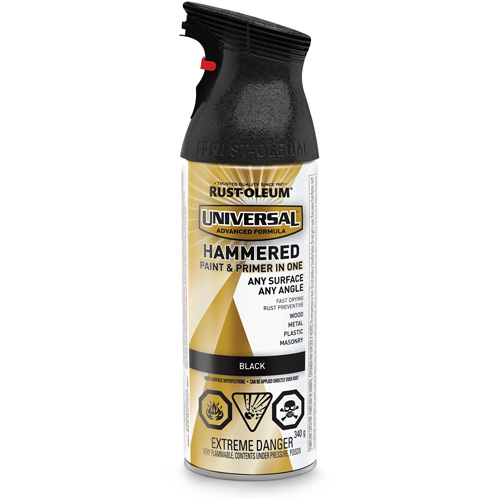 Universal&reg; Paint & Primer In One Spray Paint, Black, Hammered, Aerosol Can Pronet Distribution
