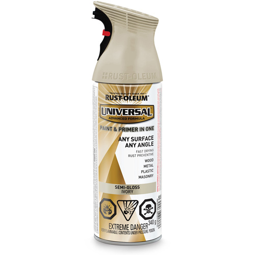 Universal&reg; Enamel Paint & Primer In One, Ivory White, Semi-Gloss, Aerosol Can Pronet Distribution
