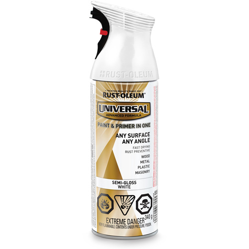 Universal&reg; Enamel Paint & Primer In One, White, Semi-Gloss, Aerosol Can Pronet Distribution