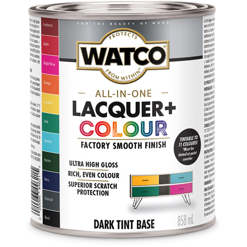 Composant de base fonc&eacute; pour finition laqu&eacute;e + couleur tout-en-un Watco, 946 ml, Base &agrave; teinte fonc&eacute;e, Tr&egrave;s brillant Pronet Distribution