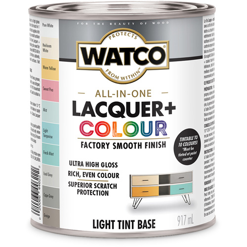 Composant de base clair pour finition laqu&eacute;e + couleur tout-en-un Watco, 946 ml, Base &agrave; ton clair, Tr&egrave;s brillant Pronet Distribution