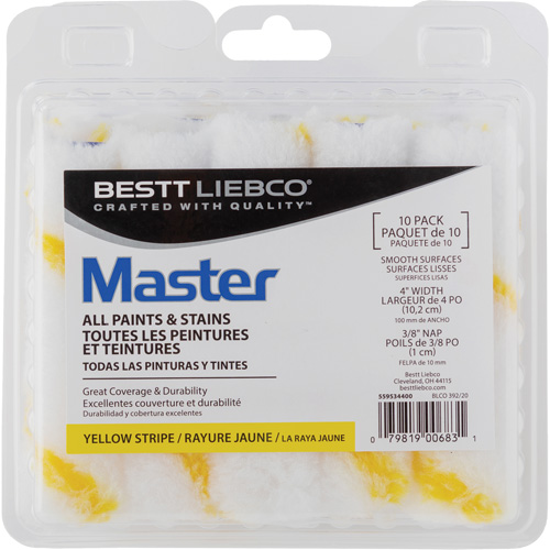 Mini rouleaux &agrave; bande jaune Stripe, Nap 10 mm (3/8"), 101,6 mm (4") l Pronet Distribution