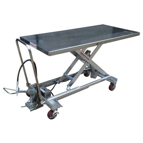 Pneumatic Hydraulic Scissor Lift Table, Stainless Steel, 63" L x 31-1/2" W, 1000 lbs. Cap. Pronet Distribution