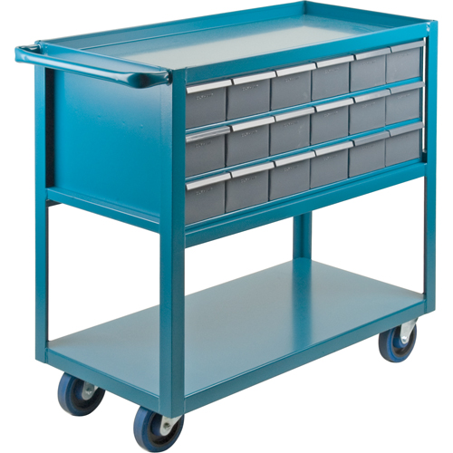 Drawer Shelf Cart, 1200 lbs. Capacity, Steel, 18" x W, 35" x H, 36" D, Rubber Wheels, All-Welded, 18 Drawers Pronet Distribution