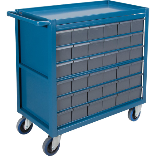 Drawer Shelf Cart, 1200 lbs. Capacity, Steel, 18" x W, 35" x H, 36" D, Rubber Wheels, All-Welded, 36 Drawers Pronet Distribution