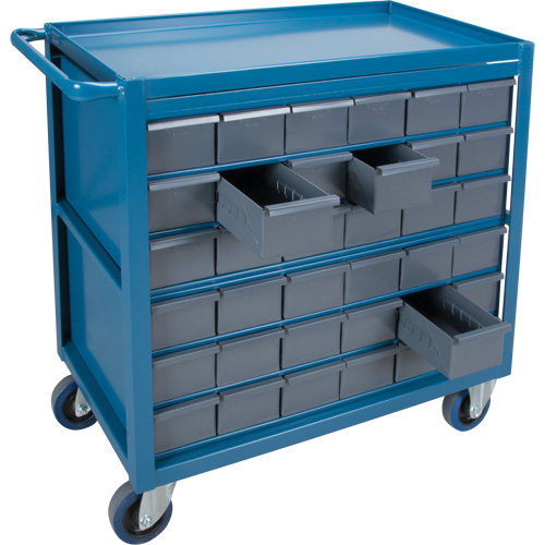 Drawer Shelf Cart, 1200 lbs. Capacity, Steel, 18" x W, 35" x H, 36" D, Rubber Wheels, All-Welded, 36 Drawers Pronet Distribution