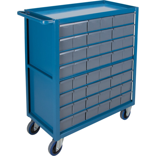 Drawer Shelf Cart, 1200 lbs. Capacity, Steel, 18" x W, 35" x H, 36" D, Rubber Wheels, All-Welded, 48 Drawers Pronet Distribution