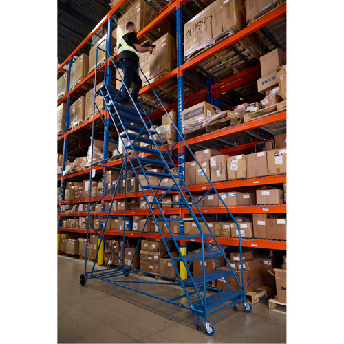 CSA-Certified Rolling Step Ladder with Locking Step, 16 Steps, 30" Step Width, 144" Platform Height, Steel Pronet Distribution