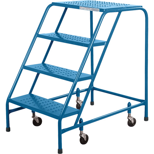 Escabeau roulant CSA, 4 marches, Largeur de la marche 22", Hauteur de la plateforme 37", Acier Pronet Distribution