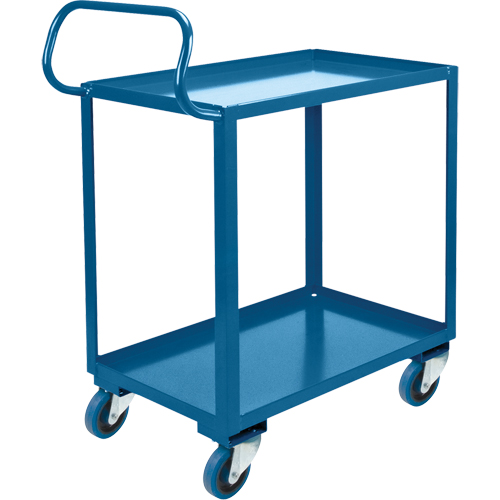 Chariot ergonomique &agrave; tablettes, 800 lb Capacit&eacute;, Acier, 26" la x 37" ha x 38" p, Bordure vers le haut Pronet Distribution