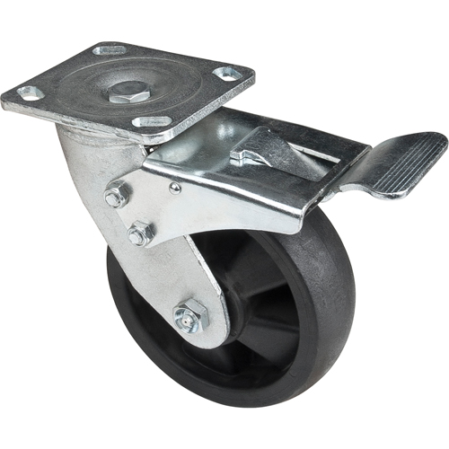 Roulettes haute temp&eacute;rature, Pivotant avec frein, 6" (152,4 mm), Nylon, 880 lb (399 kg) Pronet Distribution