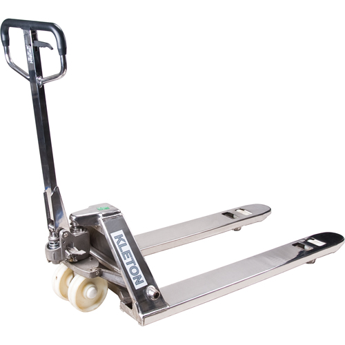 Manual Pallet Trucks, Stainless Steel, 48" L x 27" W, 5500 lbs. Capacity Pronet Distribution