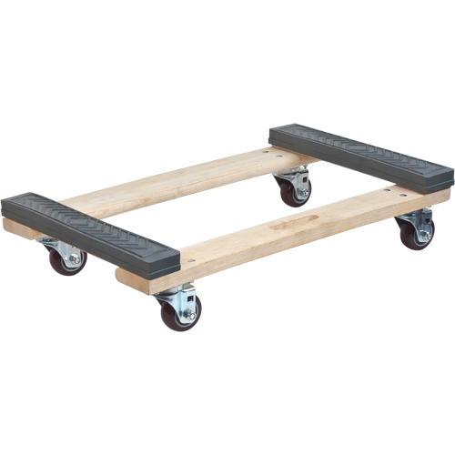 Rubber Ends Hardwood Dolly, Wood Frame, 18" W x 24" D x 7" H, 1400 lbs. Capacity Pronet Distribution