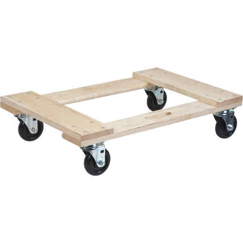 Hardwood Dolly, Polyolefin Wheels, 900 lbs. Capacity, 18" W x 24" D x 7" H Pronet Distribution