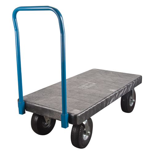 Plastic Platform Truck, 60" L x 30" W, 1200 lbs. Cap., Pneumatic Wheels Pronet Distribution