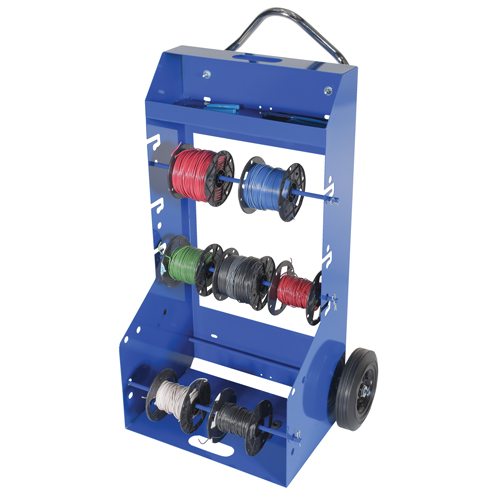 Portable Wire Reel Caddy, Steel, 4 Rod, 29" W x 47-5/16" H x 21-7/8" D, 300 lbs. Capacity Pronet Distribution