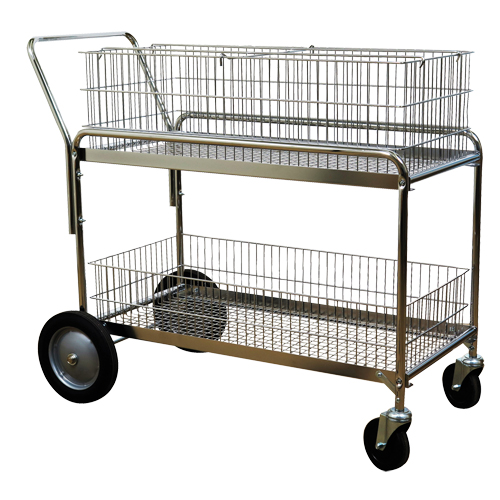Chariot de bureau en treillis m&eacute;tallique pour le courrier, 250 lb Capacit&eacute;, Chrome, 23-3/4" p x 43" la x 38-1/2" h, Chrom&eacute; Pronet Distribution