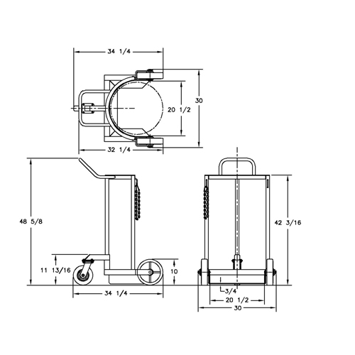 Large Liquid Gas Cylinder Truck LCC, Polyurethane Wheels, 20" W x 20" D Base, 1000 lbs. Pronet Distribution