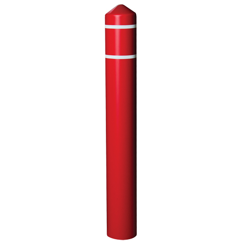 Smooth Bollard Cover With Reflective Stripes, 6" Dia. x 56" L, Red Pronet Distribution