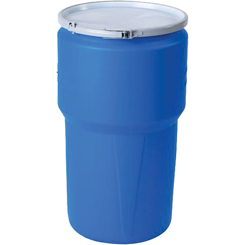 Baril emboîtable en poly&eacute;thyl&egrave;ne, 14 gal. US (11,7 gal. imp.), Dessus ouvert, Bleu Pronet Distribution