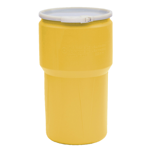 Nestable Polyethylene Drum, 14 US gal (11.7 imp. gal.), Open Top, Yellow Pronet Distribution