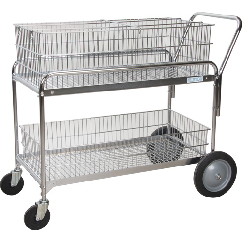Chariot de bureau en treillis m&eacute;tallique pour le courrier, 250 lb Capacit&eacute;, Chrome, 23" p x 42" la x 38" h, Chrom&eacute; Pronet Distribution